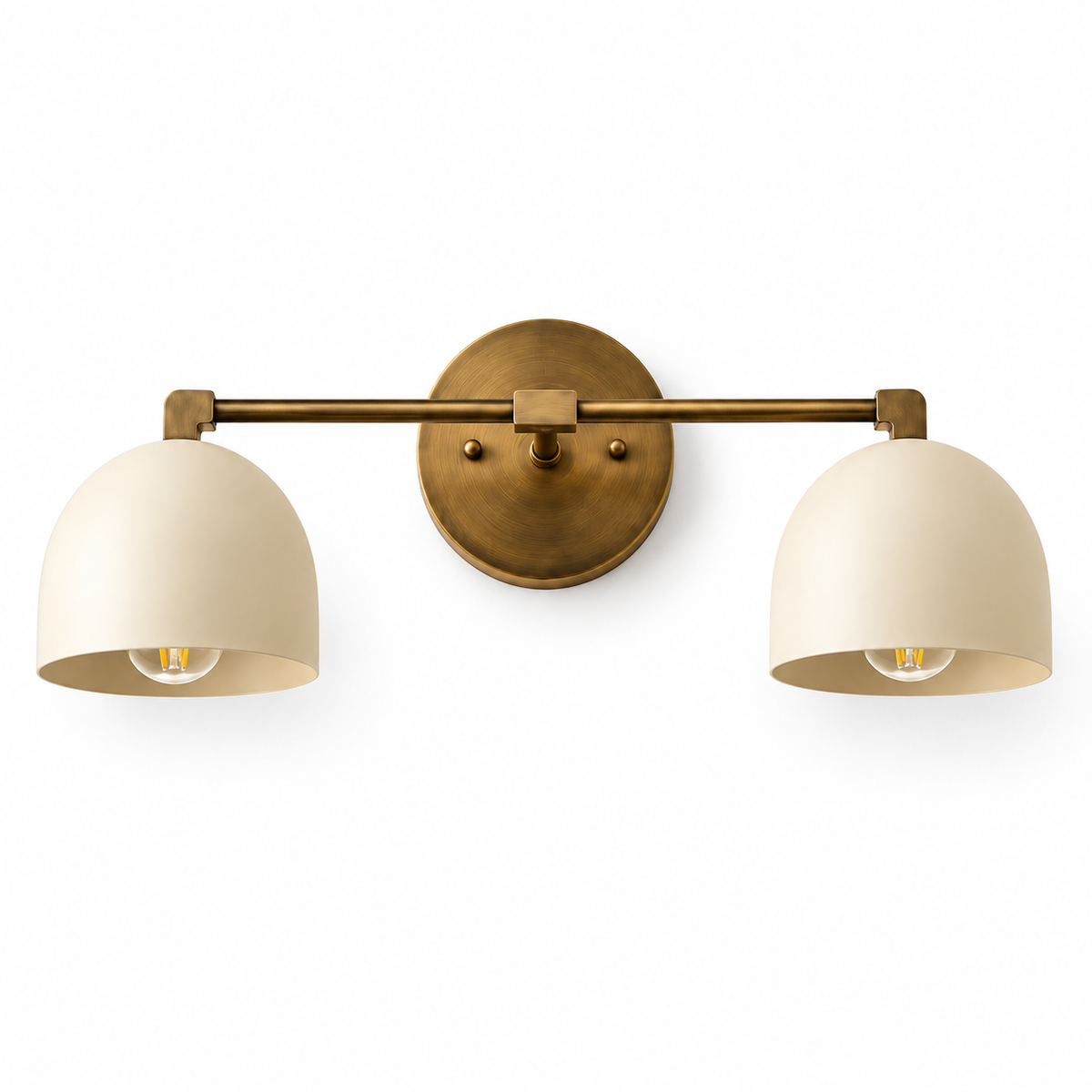 NauticZen Mid-Century Modern Brass Double Wall Sconce – 2-Light
