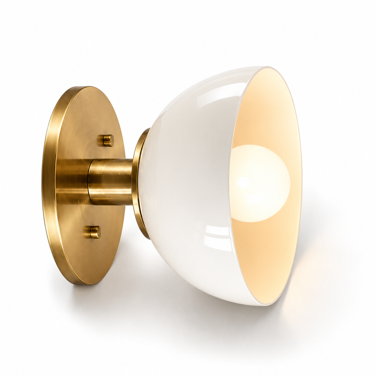 NauticZen Brass & White Semi-Flush Mount Ceiling Light – Dome Fixture