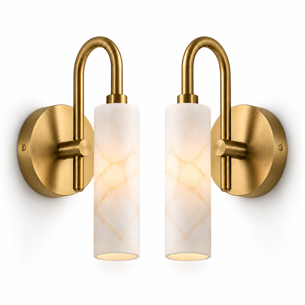 NauticZen Natural Alabaster Wall Sconces – Set of 2