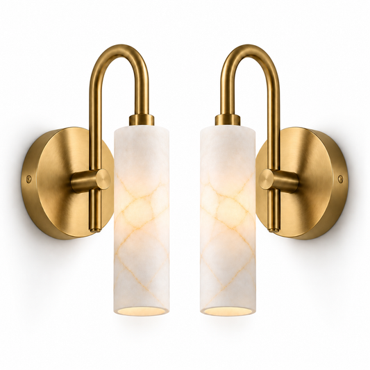 NauticZen Natural Alabaster Wall Sconces – Set of 2