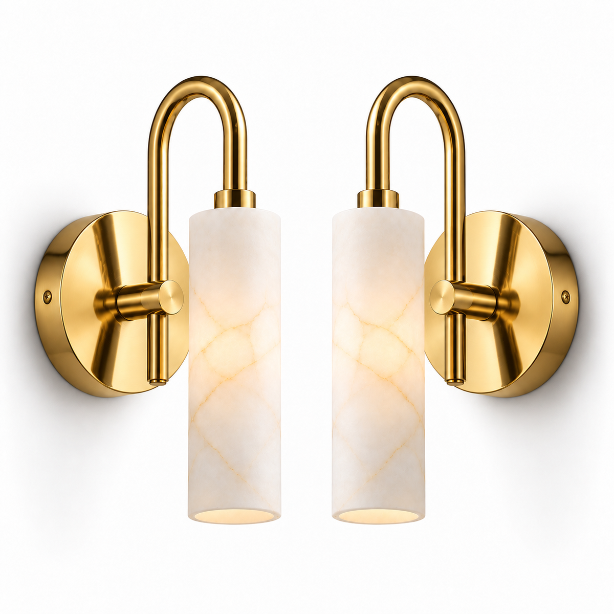 NauticZen Natural Alabaster Wall Sconces – Set of 2