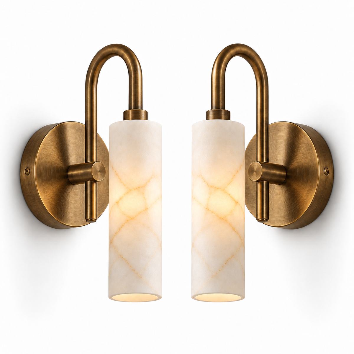 NauticZen Natural Alabaster Wall Sconces – Set of 2
