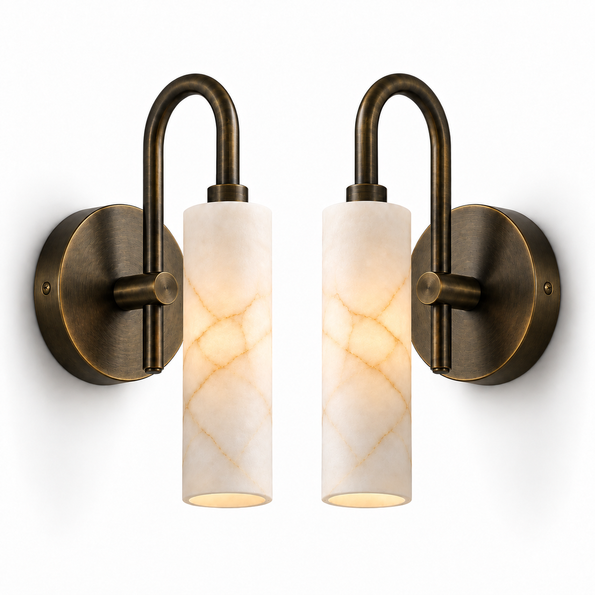 NauticZen Natural Alabaster Wall Sconces – Set of 2