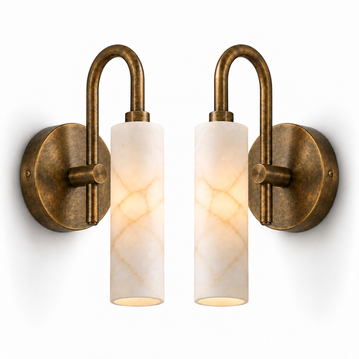 NauticZen Natural Alabaster Wall Sconces – Set of 2