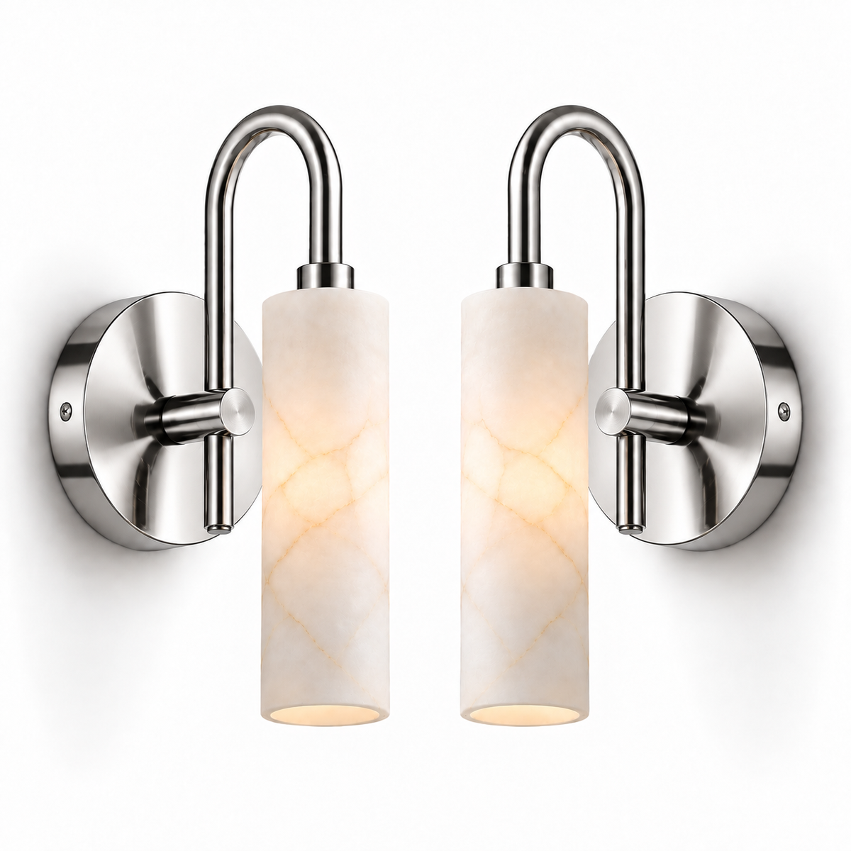 NauticZen Natural Alabaster Wall Sconces – Set of 2