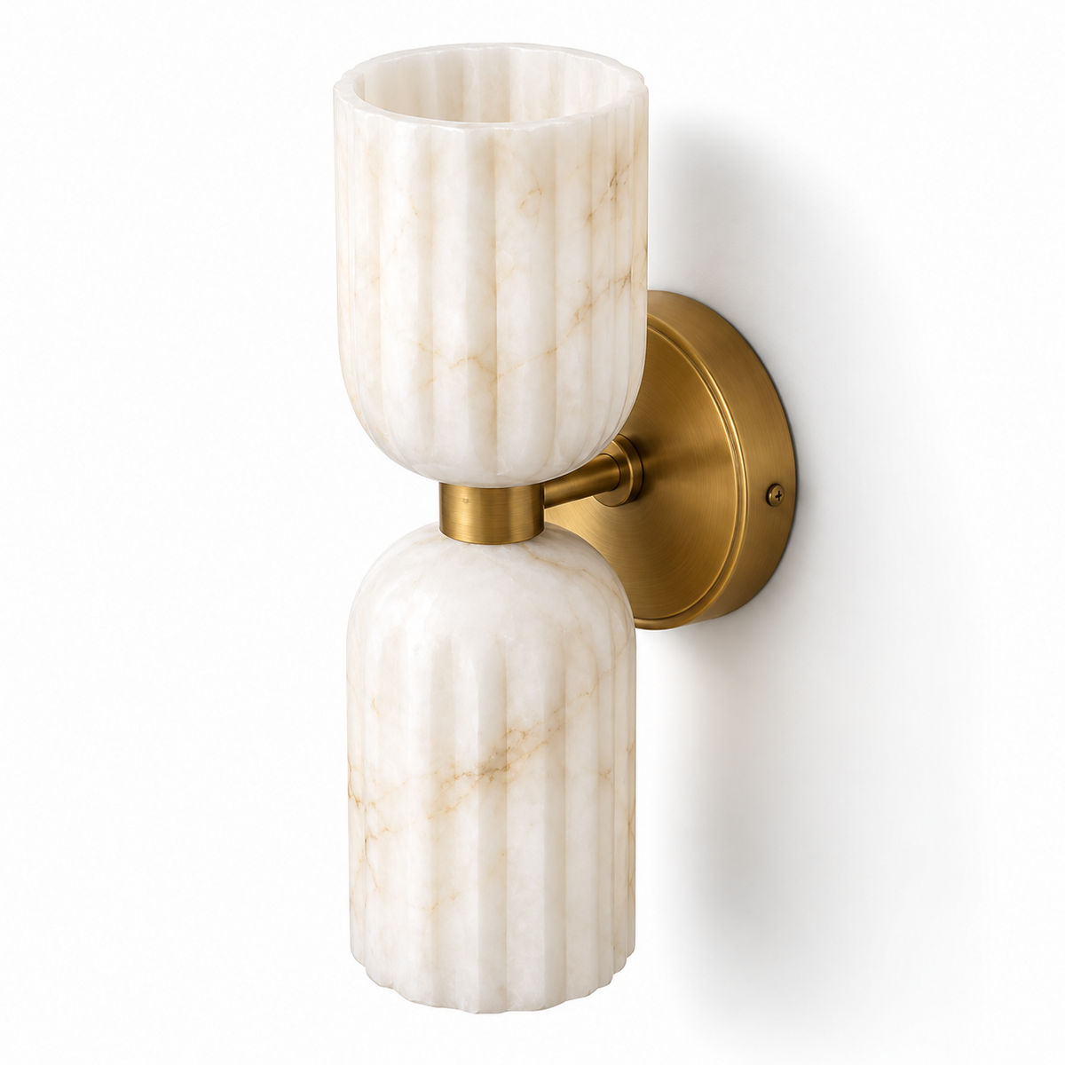 NauticZen Natural Alabaster Double Wall Sconce – 10-Inch