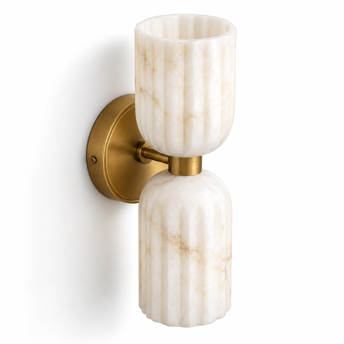 NauticZen Natural Alabaster Double Wall Sconce – 10-Inch