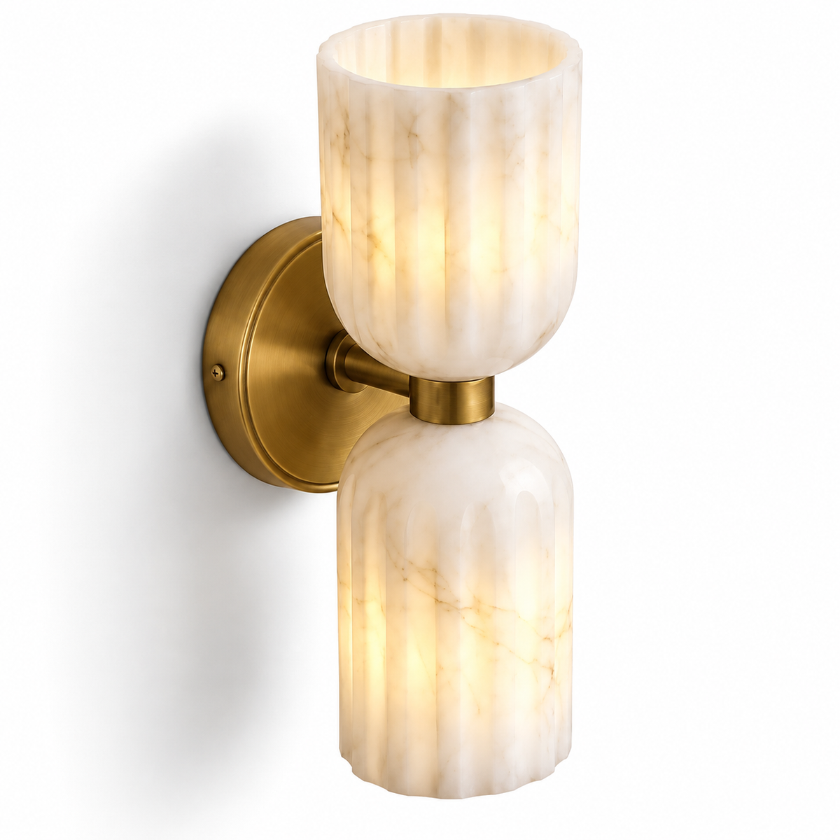 NauticZen Natural Alabaster Double Wall Sconce – 10-Inch
