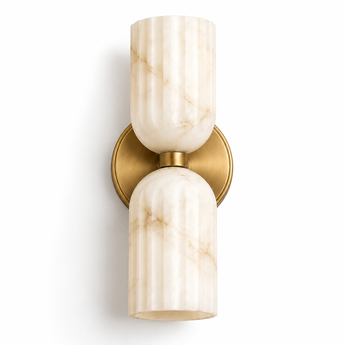 NauticZen Natural Alabaster Double Wall Sconce – 10-Inch