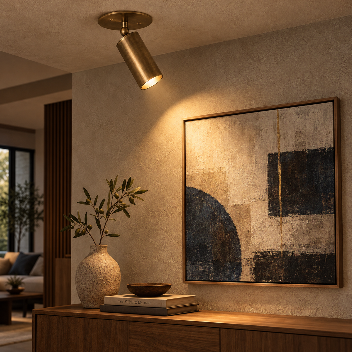 NauticZen Handmade Mid-Century Modern Brass Ceiling Spotlight: Adjustable Accent Lighting