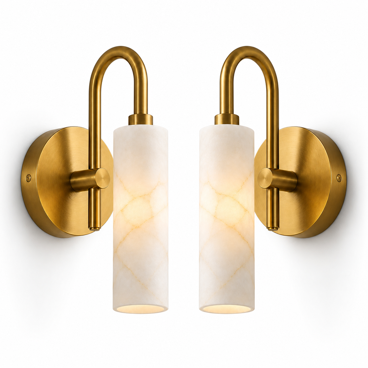NauticZen Natural Alabaster Wall Sconces – Set of 2