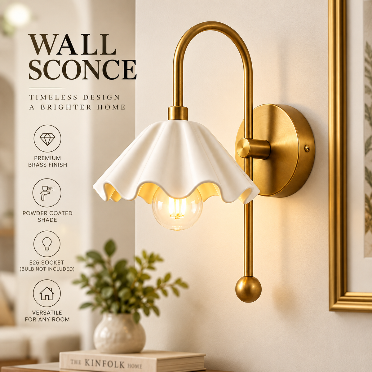 NauticZen Scalloped Wall Sconce – E26/E27 Wall Light