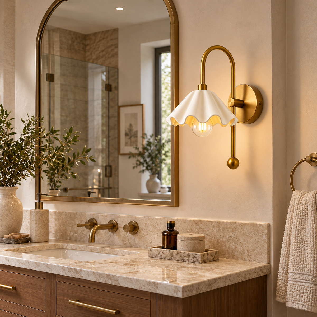 NauticZen Scalloped Wall Sconce – E26/E27 Wall Light