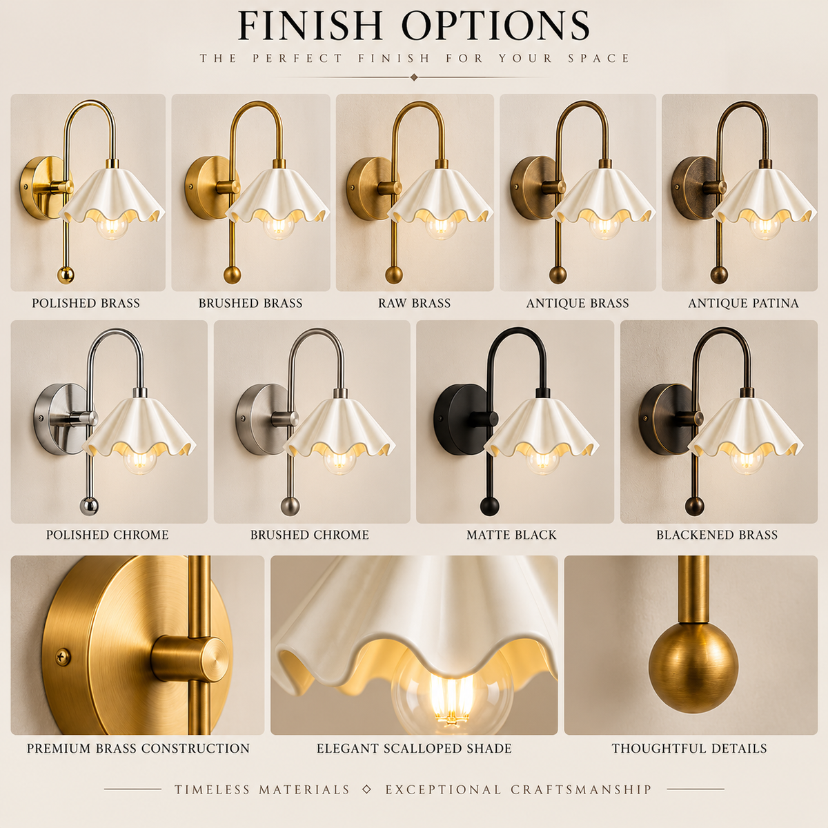 NauticZen Scalloped Wall Sconce – E26/E27 Wall Light