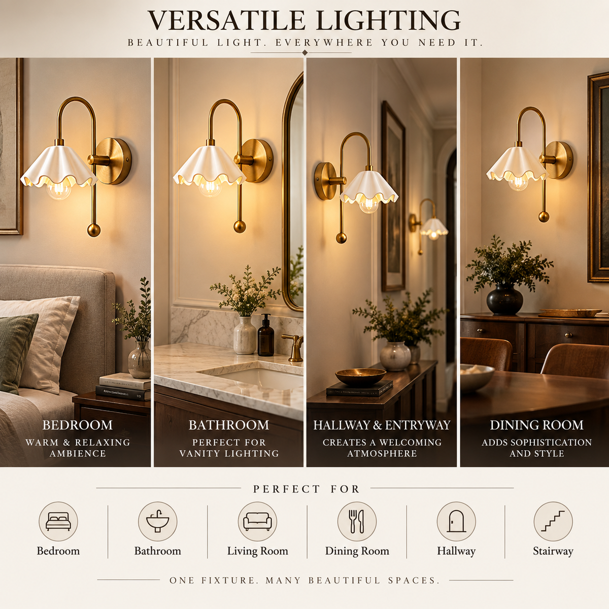 NauticZen Scalloped Wall Sconce – E26/E27 Wall Light