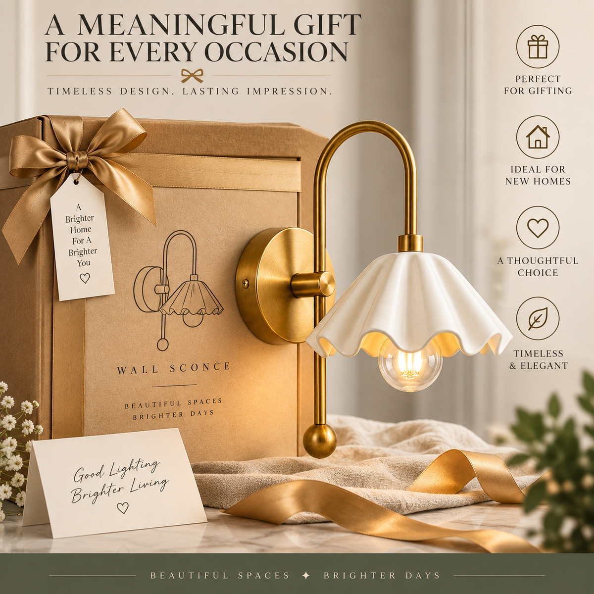 NauticZen Scalloped Wall Sconce – E26/E27 Wall Light