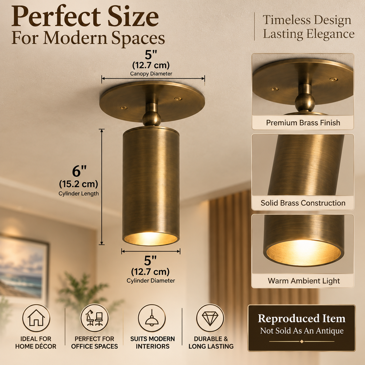NauticZen Handmade Mid-Century Modern Brass Ceiling Spotlight: Adjustable Accent Lighting