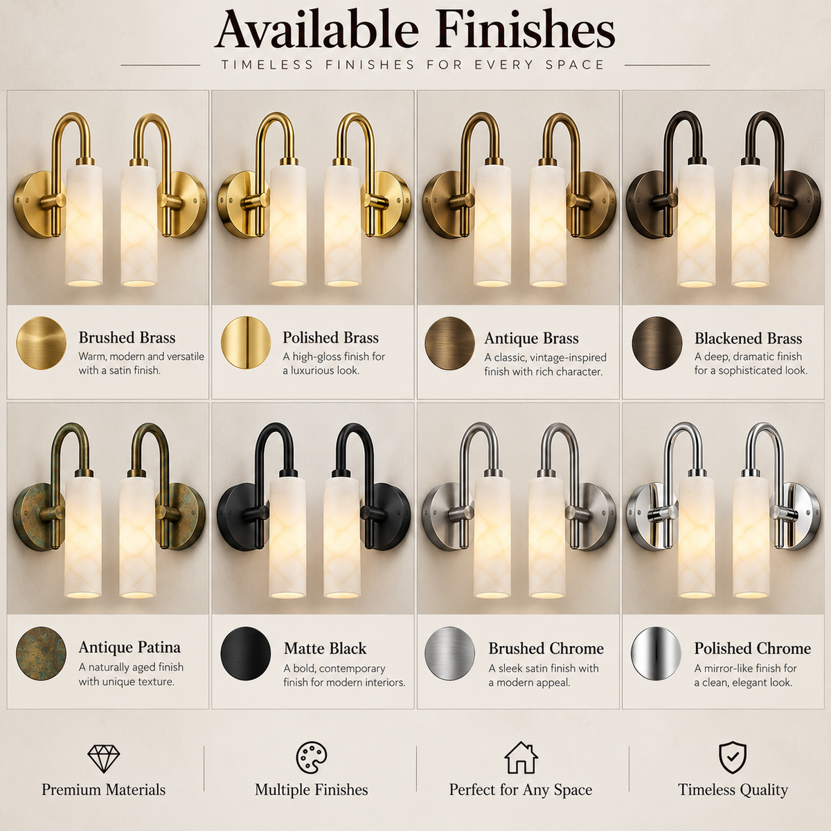 NauticZen Natural Alabaster Wall Sconces – Set of 2