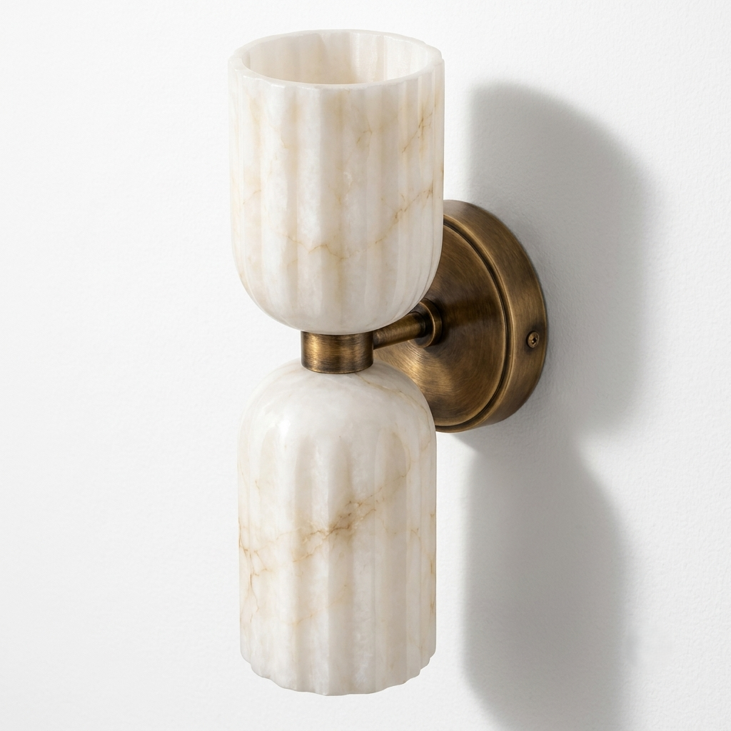 NauticZen Natural Alabaster Double Wall Sconce – 10-Inch