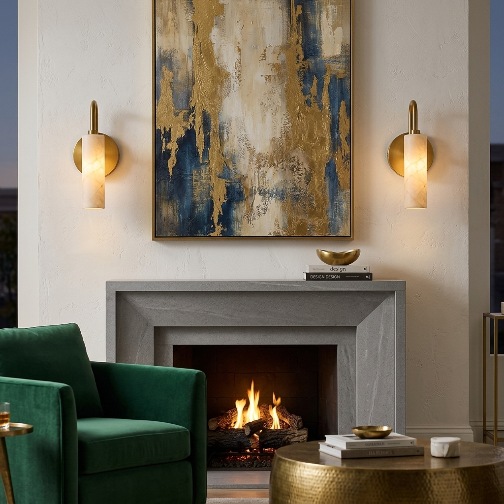 NauticZen Natural Alabaster Wall Sconces – Set of 2