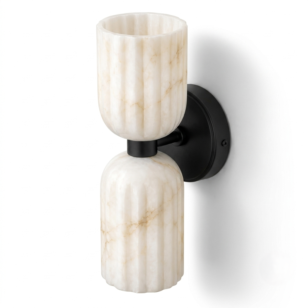 NauticZen Natural Alabaster Double Wall Sconce – 10-Inch